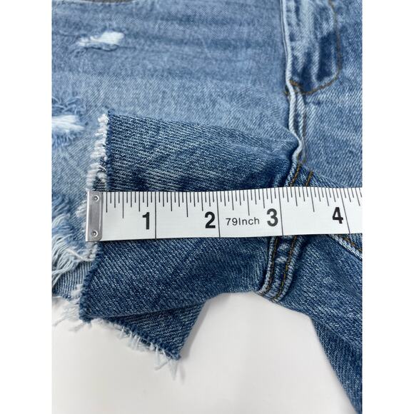 BLANKNYC The Barrow Raw Hem Jean Shorts Blue Distressed Womens Size 27"/ 4 NWT - Picture 5 of 8